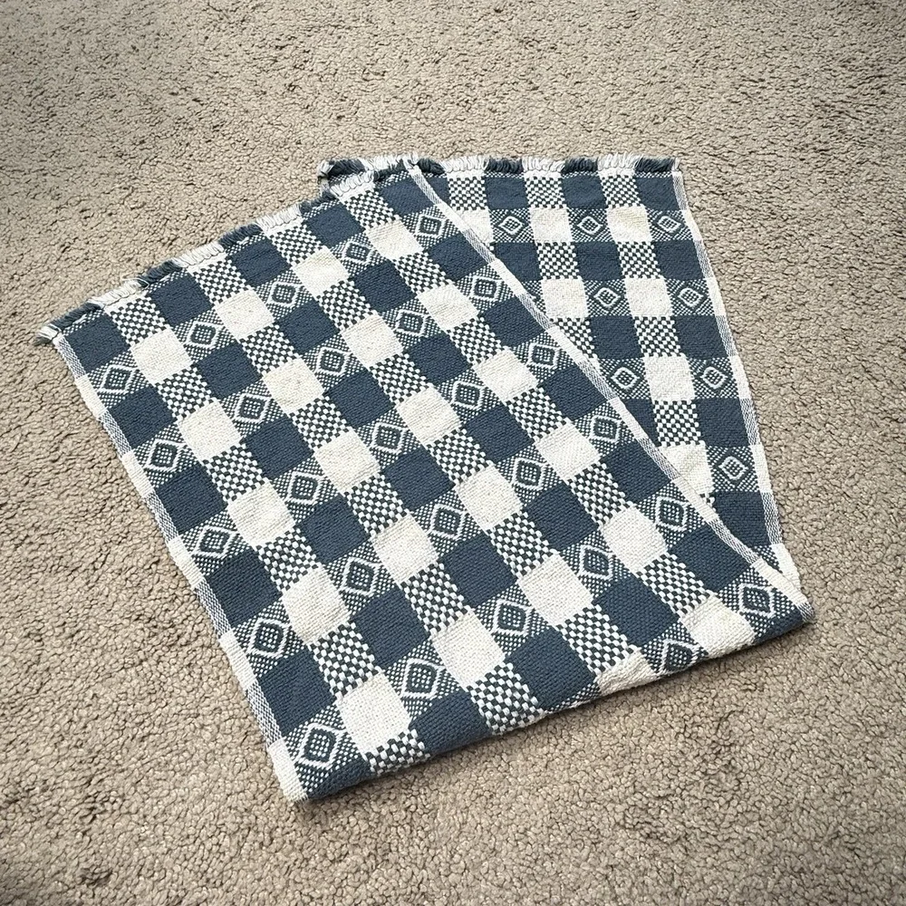Farmhouse Gingham Table Runner 33X12 Blue Rustic Kitchen Dining Table Decor